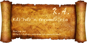Káhán Annamária névjegykártya
